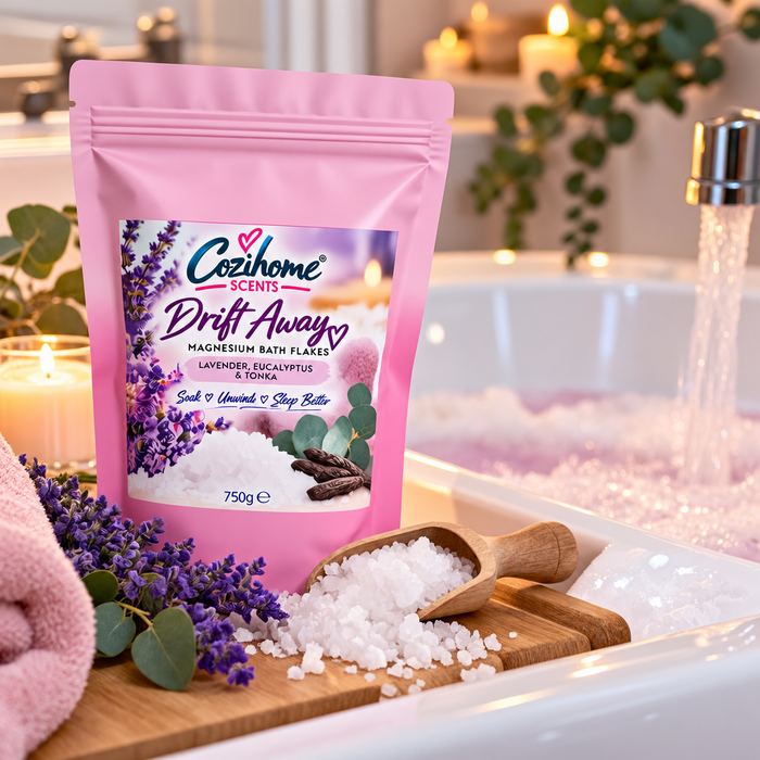 Cozihome Magnesium Bath Flakes 750g | Scented Magnesium Bath Soak | Relax, Unwind & Self Care | 3 Scents