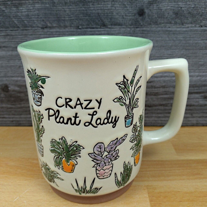 Crazy Plant Lady Floral Coffee Mug 18oz Embossed Tea Cup Ceramic by Blue Sky