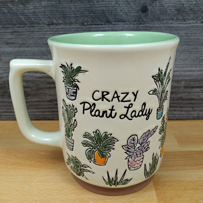 Crazy Plant Lady Floral Coffee Mug 18oz Embossed Tea Cup Ceramic by Blue Sky