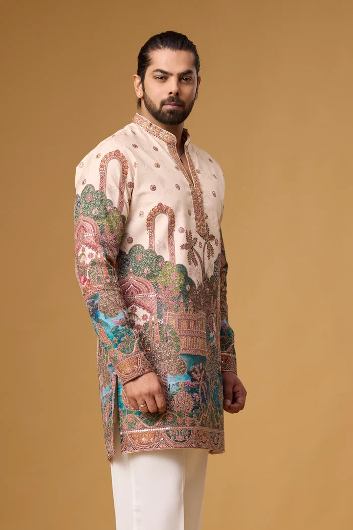 Heritage Scenic Kurta Pajama Set for Men – Front View | Mahavir NX