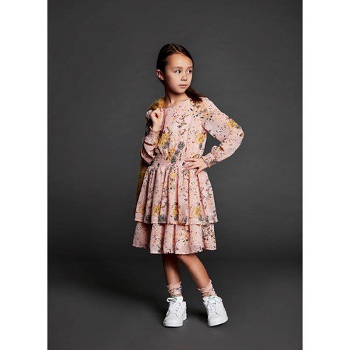 Creamie Printed Chiffon Dress Rose Smoke
