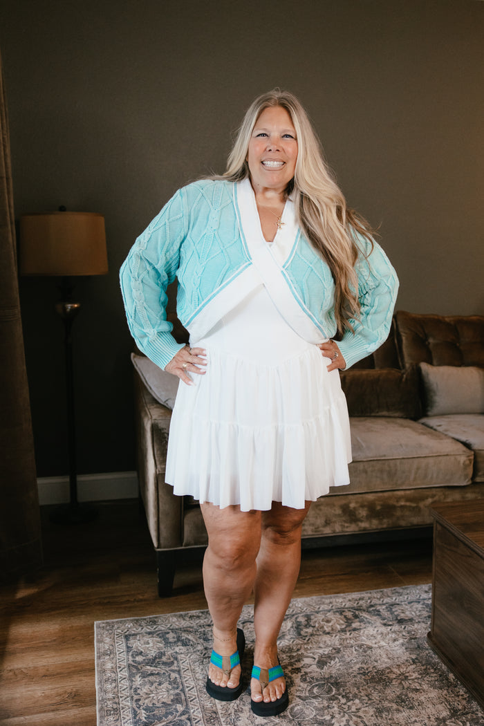 Cross My Heart Sweater In Aqua