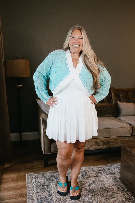 Cross My Heart Sweater In Aqua