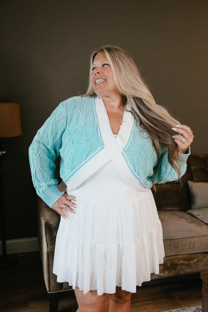 Cross My Heart Sweater In Aqua - Macoma Boutique120 Long Sleeve
