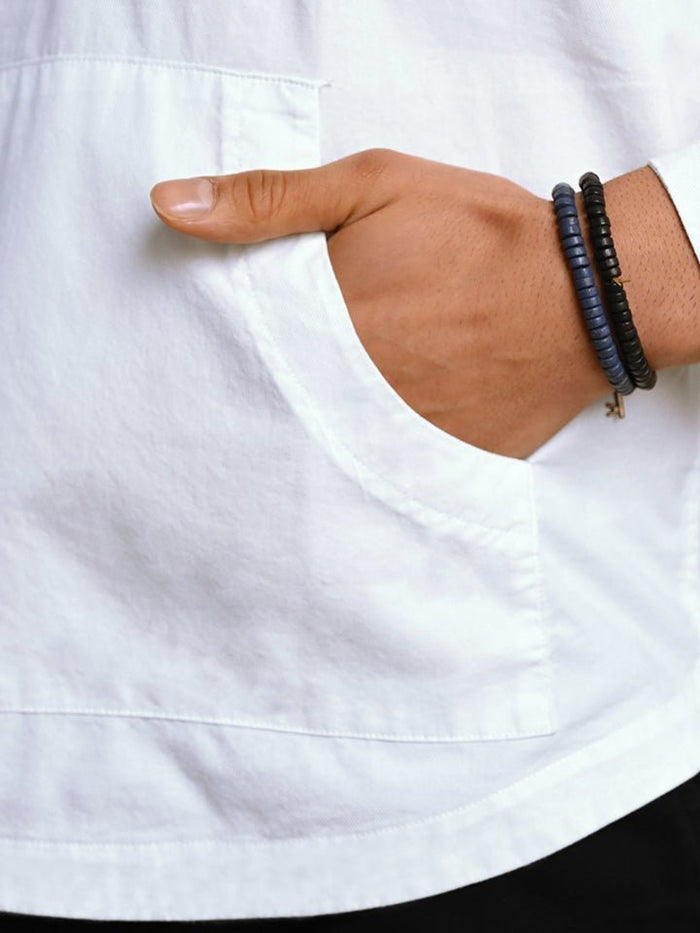 Crossway White Pop Over Hooded Shirt - Rana's favourite