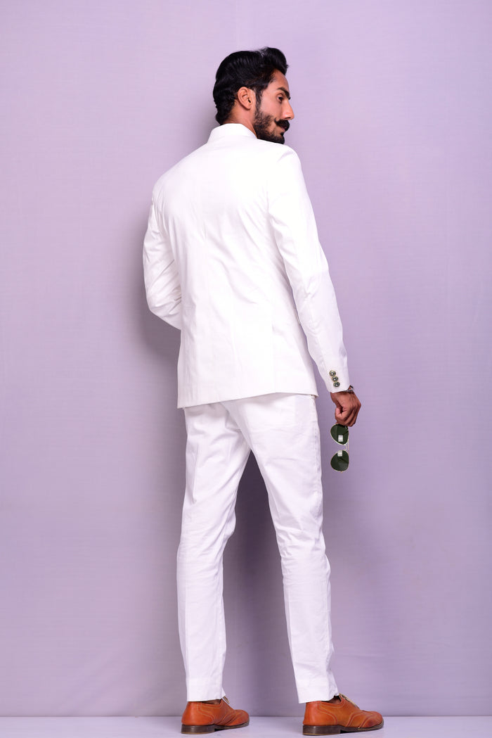 Custom-Tailored Classic Off- White Royal Jodhpuri Bandhgala