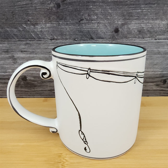 Dad Fishing Saying Coffee Mug Ceramic Embossed White Cup Blue Sky Fatherâ€™s Day