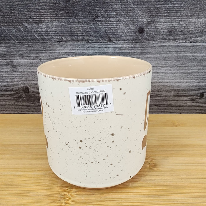 Dad Mug Mustache Ceramic Embossed Coffee Tea Cup Blue Sky Father's Day Beige