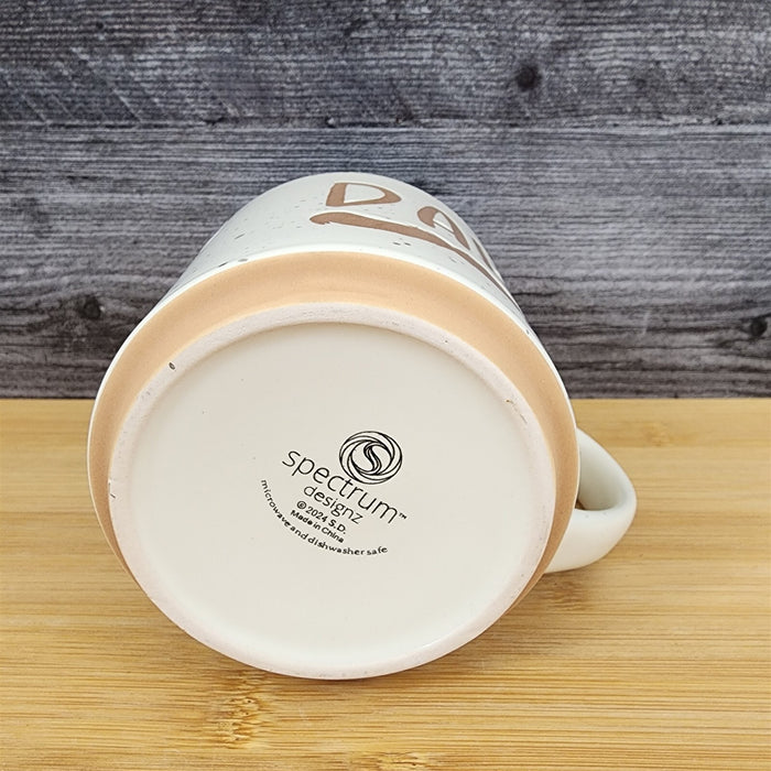 Dad Mug Mustache Ceramic Embossed Coffee Tea Cup Blue Sky Father's Day Beige