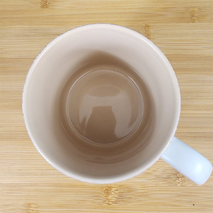 Dad Mug Mustache Ceramic Embossed Coffee Tea Cup Blue Sky Father's Day Beige