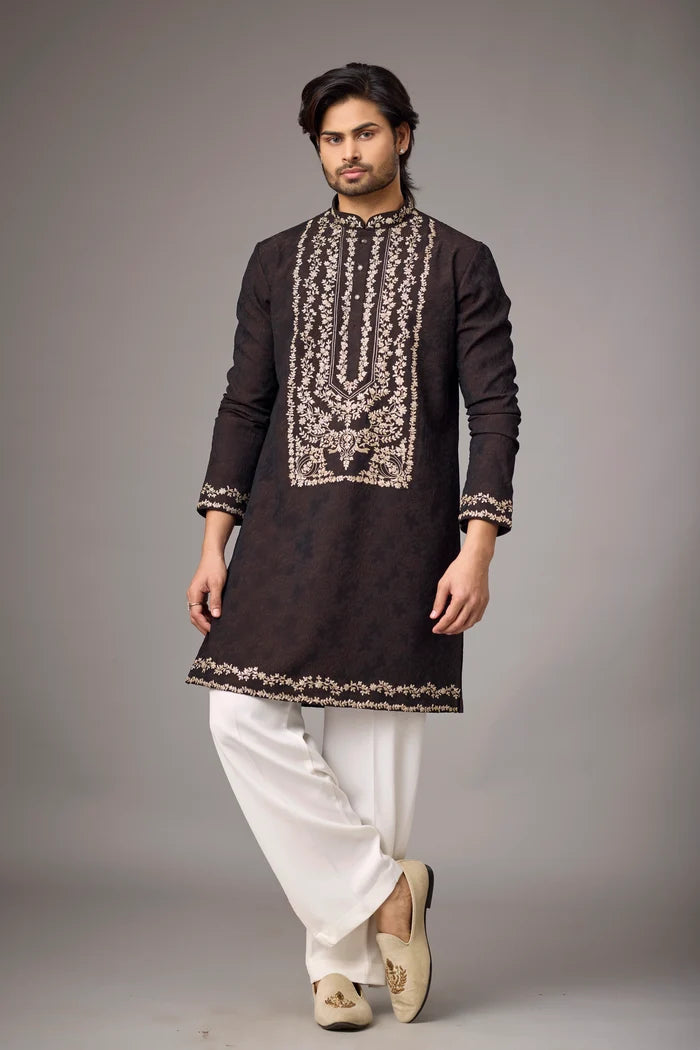 Buy Ethnic Kurta for Men Online – Heritage Floral Embroidered Set | Mahavir NX