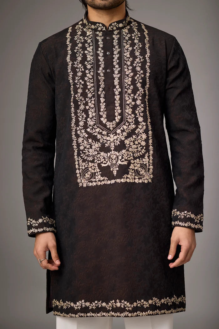 Premium Heritage Embroidered Ethnic Kurta – Side View | Mahavir NX
