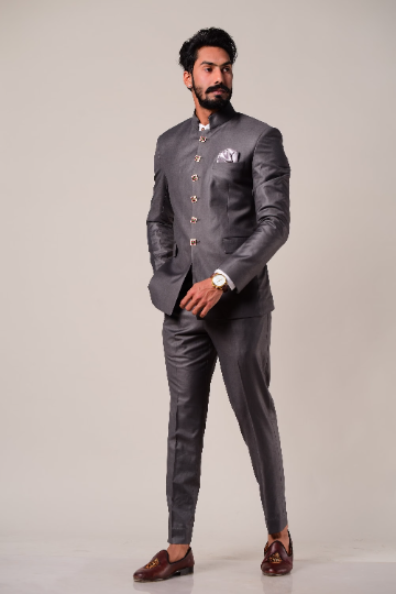 Dark Grey Royal Jodhpuri Suit for Men