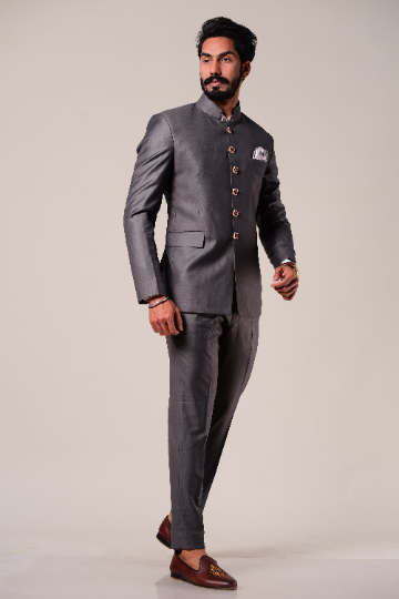 Dark Grey Royal Jodhpuri Suit for Men