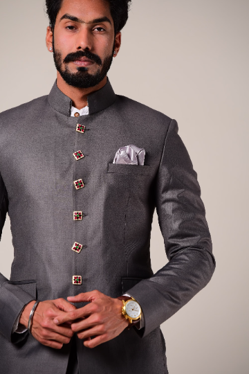 Dark Grey Royal Jodhpuri Suit for Men