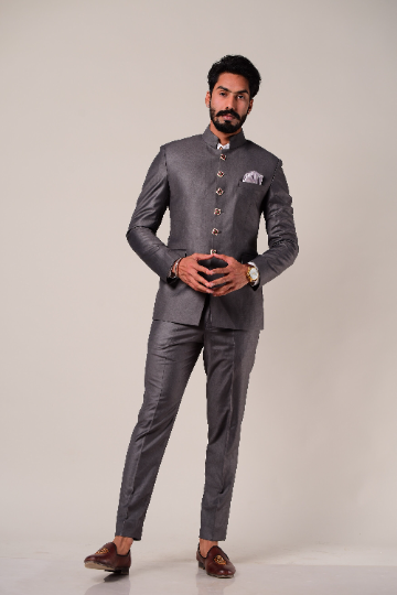 Dark Grey Royal Jodhpuri Suit for Men