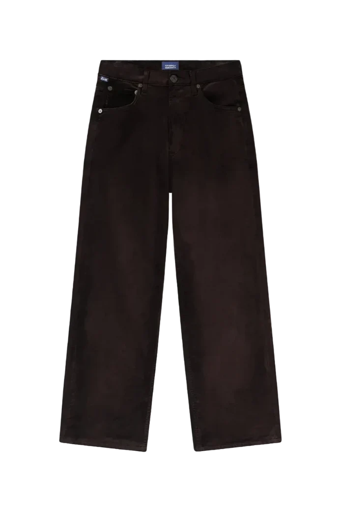 Citizens of Humanity Delfina Velvet High-Rise Straight Leg Pants in Espresso