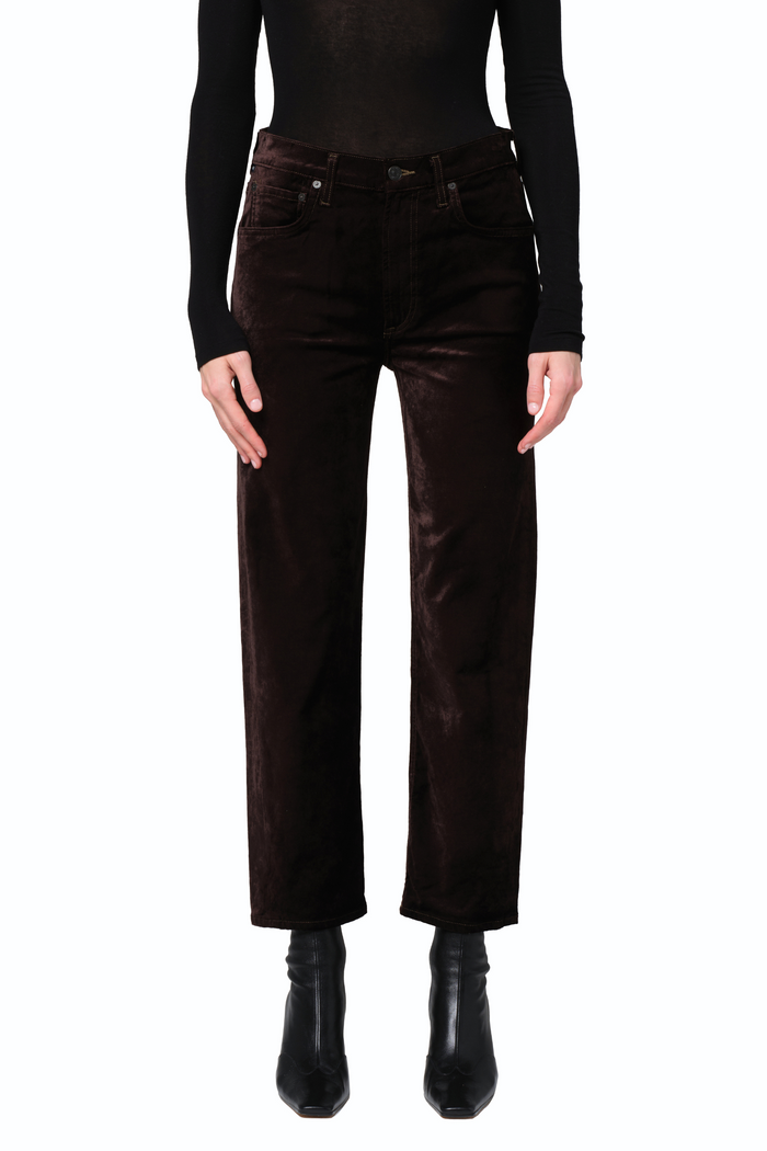Delfina Velvet High-Rise Straight Leg Pants