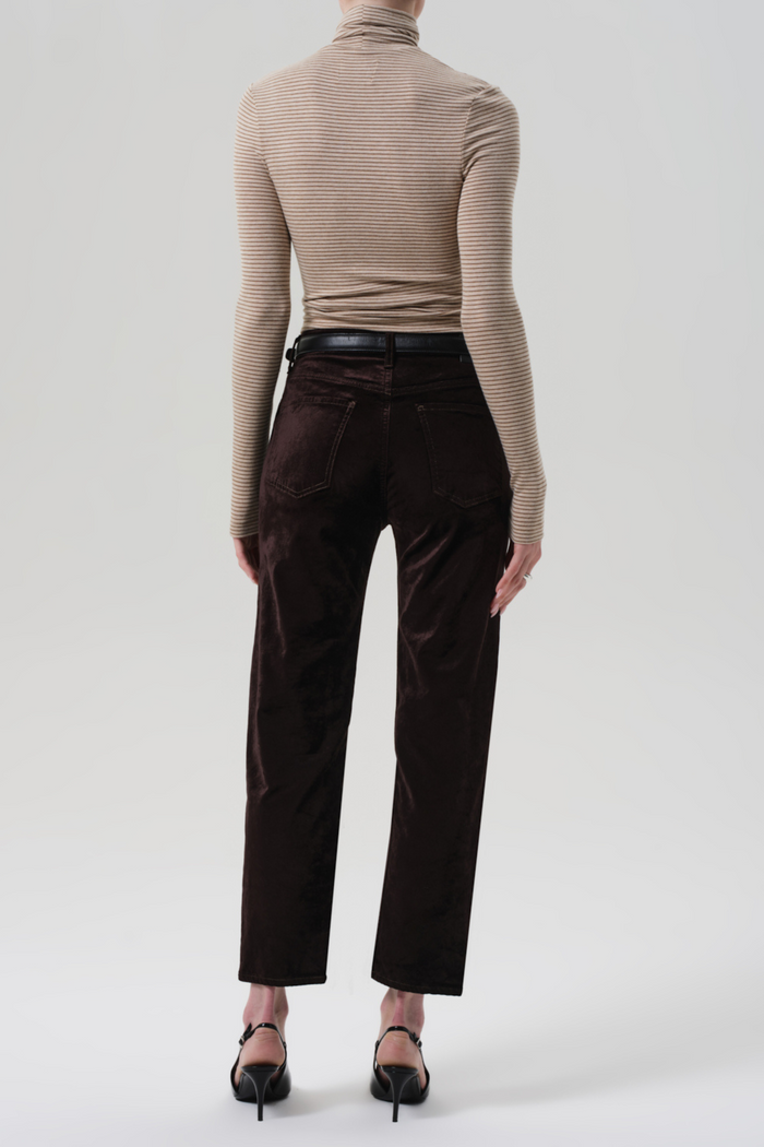Delfina Velvet High-Rise Straight Leg Pants