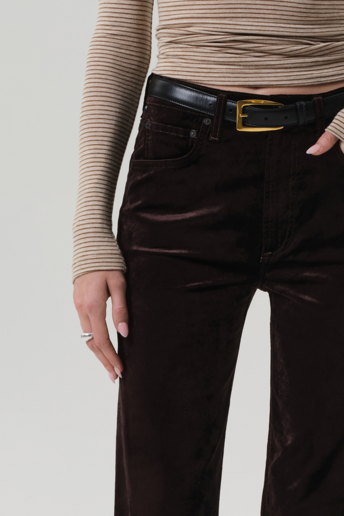 Delfina Velvet High-Rise Straight Leg Pants