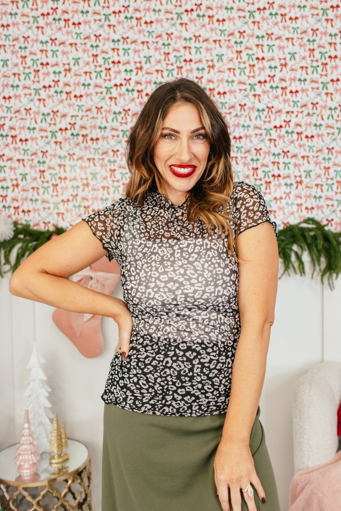 Delicate Details Top In Cheetah - Reg & Curvy - Macoma Boutique100 Short Sleeve