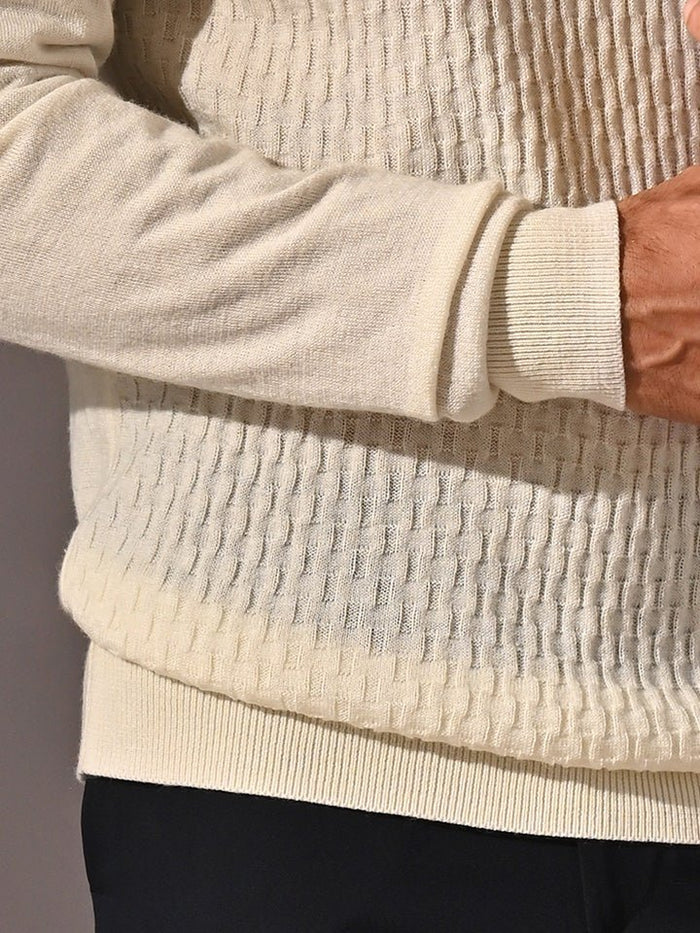 Den White V-Neck Full Sleeve T-shirt/Sweater