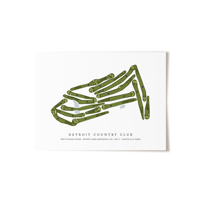 Detroit Country Club - Pine to Palm Course | Golf Course Map | Unframed