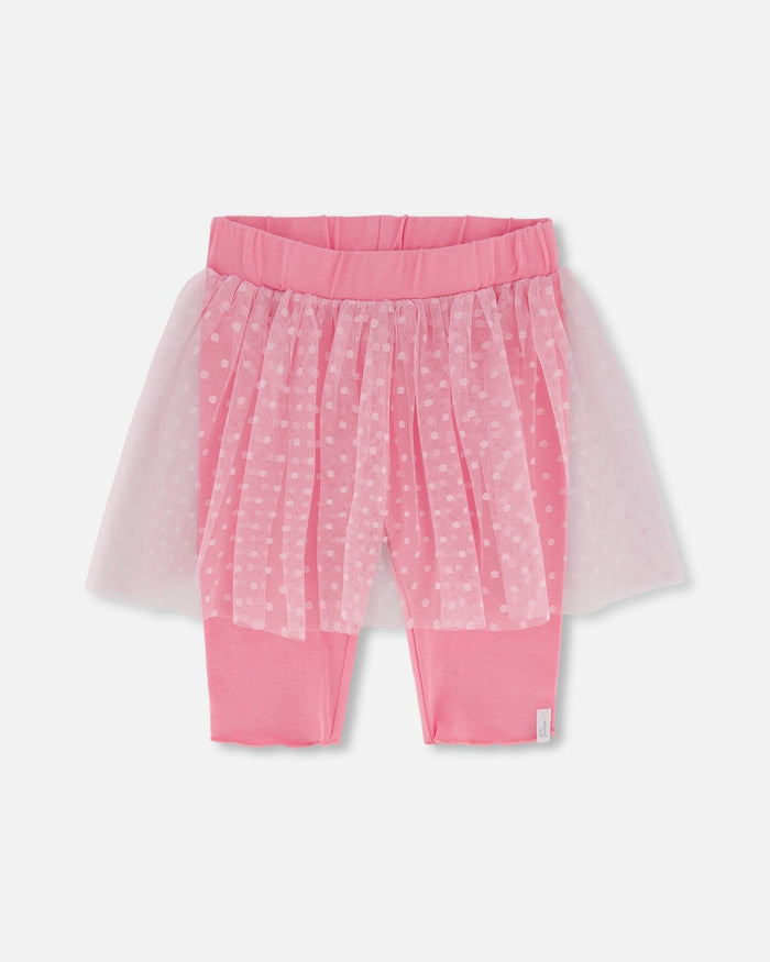Deux Par Deux Biker Short With Mesh Skirt - Hot Pink