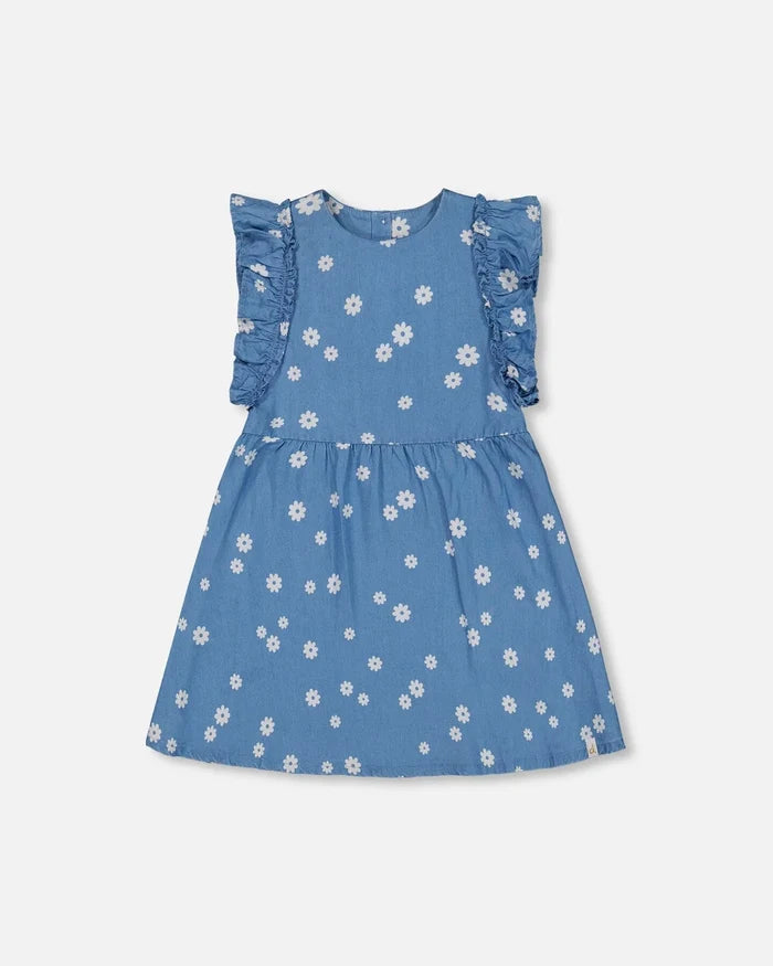 Deux Par Deux Floral Chambray Dress