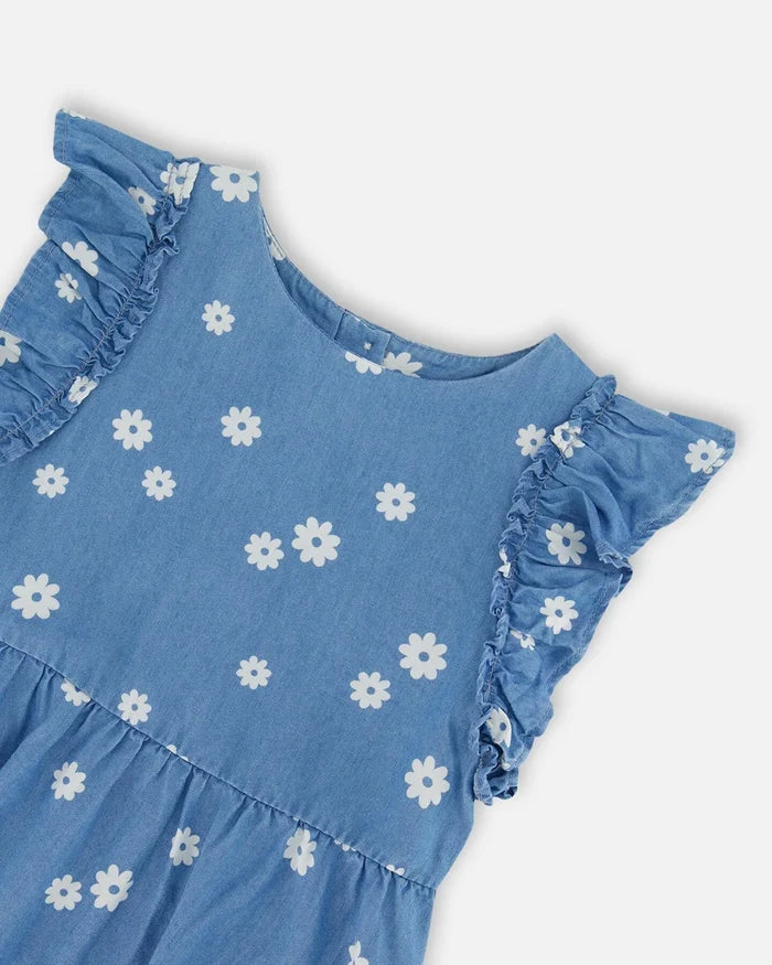 Deux Par Deux Floral Chambray Dress