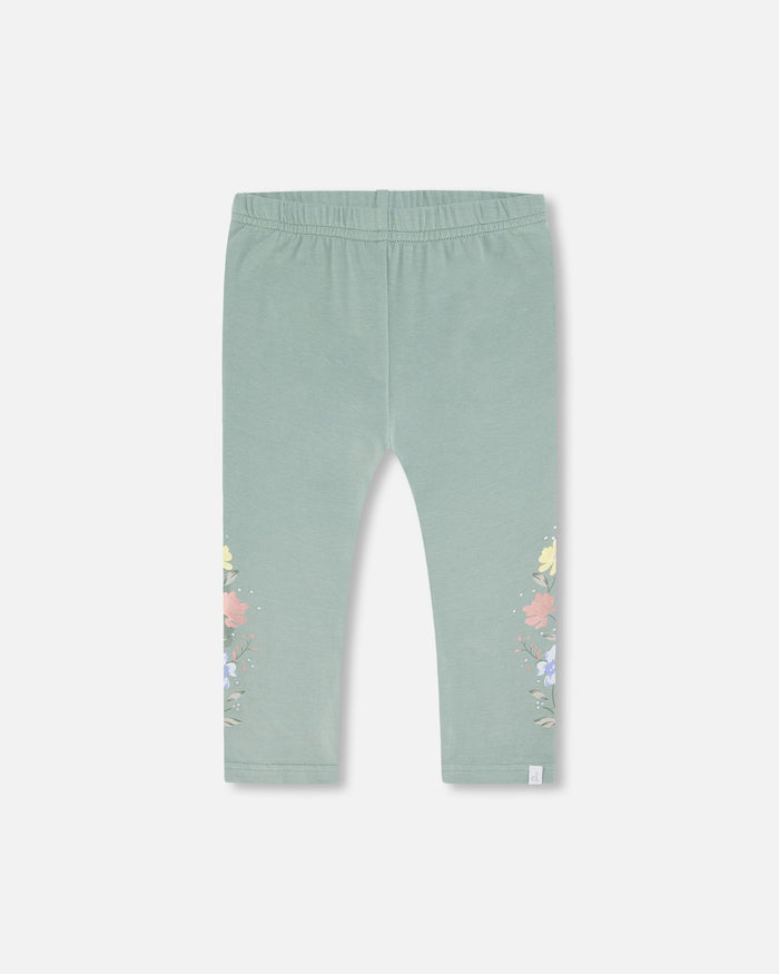 Deux Par Deux Organic Cotton Capri Legging - Iceberg Green