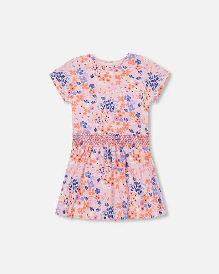 Deux Par Deux Organic Cotton Dress Lavender Printed Fields Flowers