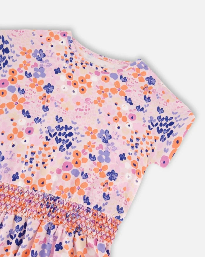 Deux Par Deux Organic Cotton Dress Lavender Printed Fields Flowers
