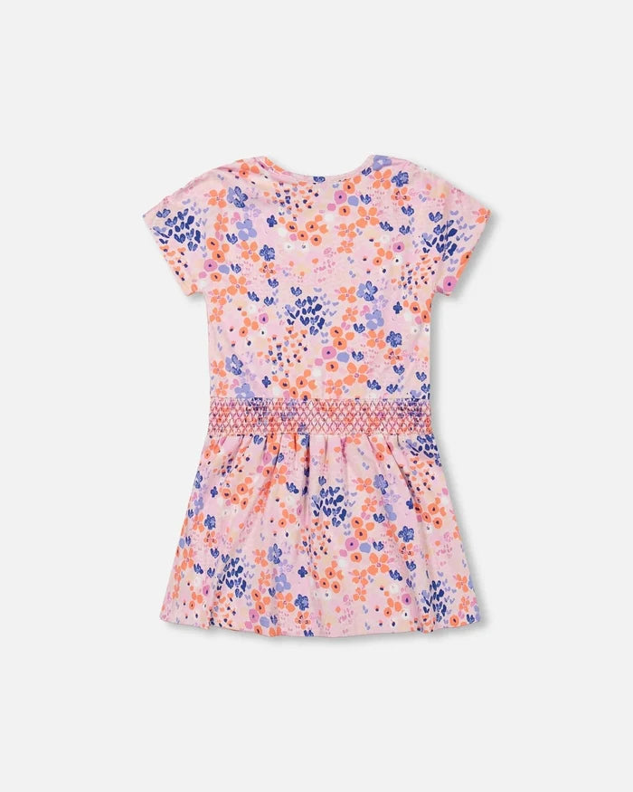 Deux Par Deux Organic Cotton Dress Lavender Printed Fields Flowers