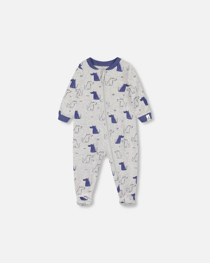 Deux Par Deux Organic Cotton One Piece Pajama - Printed Dogs