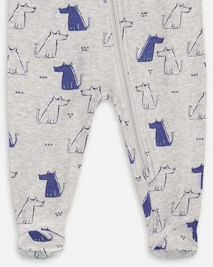Deux Par Deux Organic Cotton One Piece Pajama - Printed Dogs