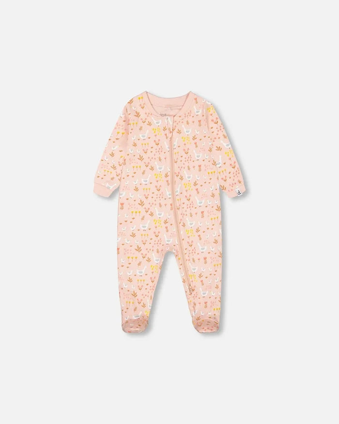 Deux Par Deux Organic Cotton One Piece Pajama - Printed Ducks