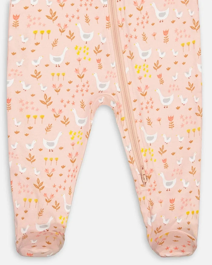 Deux Par Deux Organic Cotton One Piece Pajama - Printed Ducks