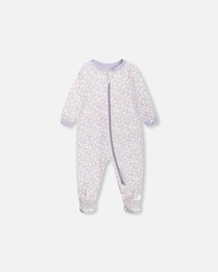 Deux Par Deux Organic Cotton One Piece Pajama - Printed Little Flowers