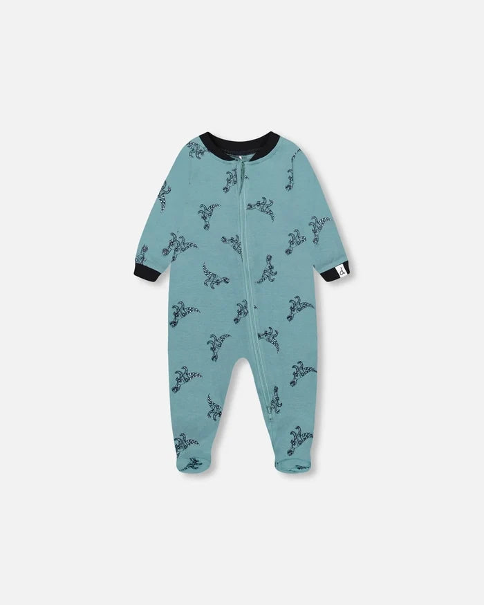 Deux Par Deux Organic Cotton One Piece Pajama - Printed Mechanical