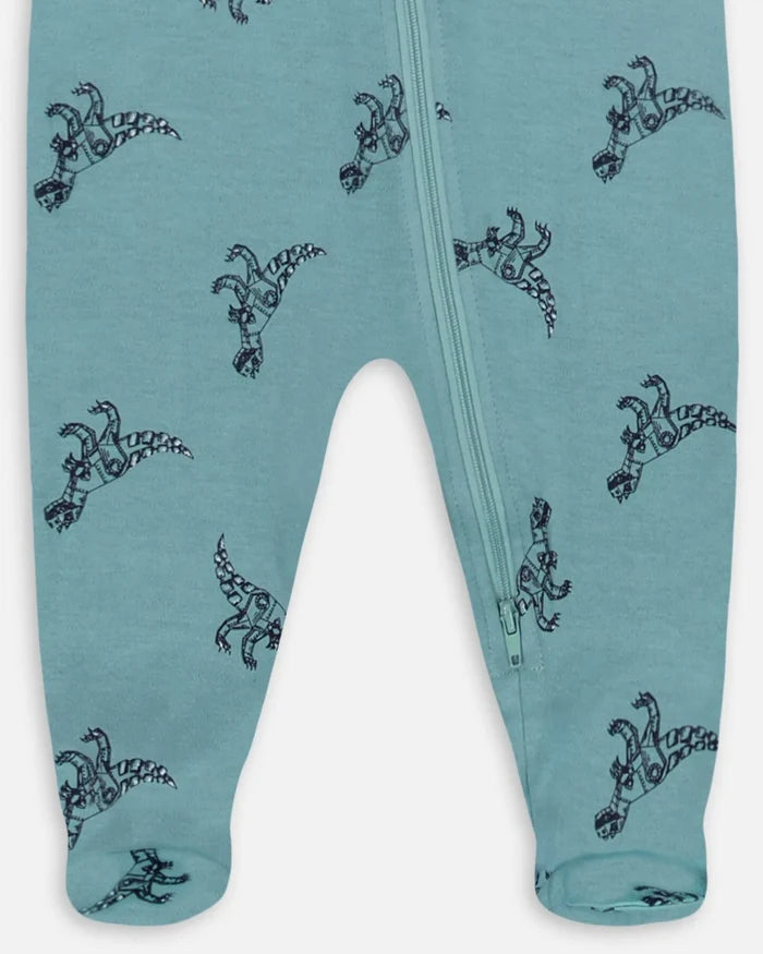 Deux Par Deux Organic Cotton One Piece Pajama - Printed Mechanical