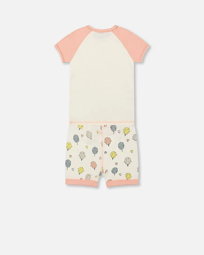 Deux Par Deux Organic Cotton Short Two Piece Pajama Set - Printed Candy Floss