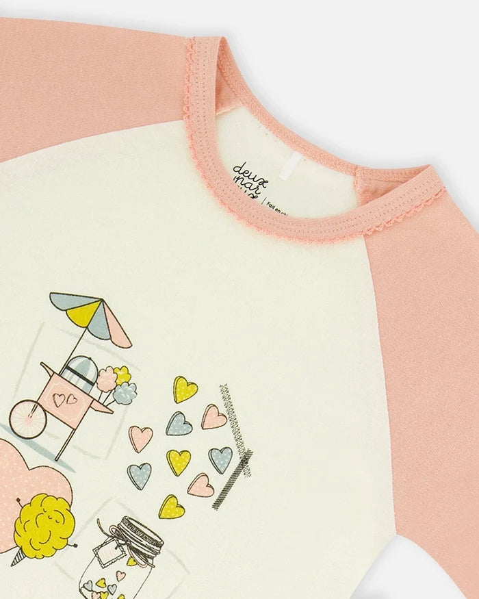 Deux Par Deux Organic Cotton Short Two Piece Pajama Set - Printed Candy Floss