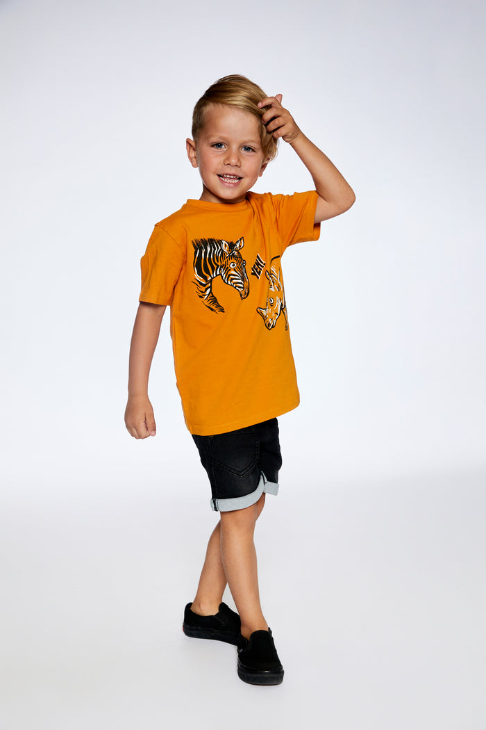 Deux Par Deux Printed Organic Jersey T-Shirt - Golden Oak