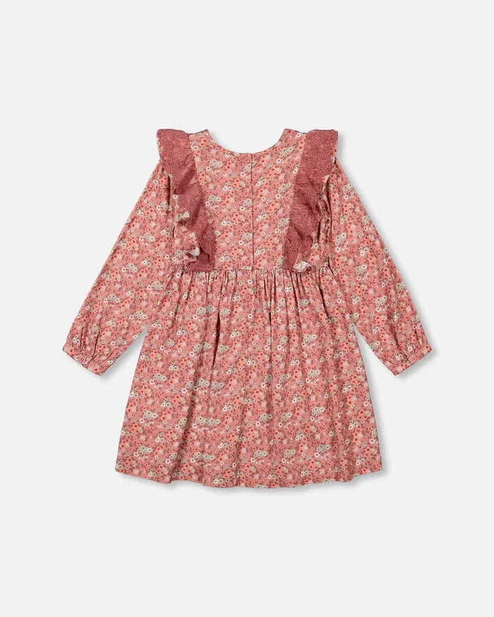 Deux Par Deux Printed Woven Dress With Frills - Liberty Flowers