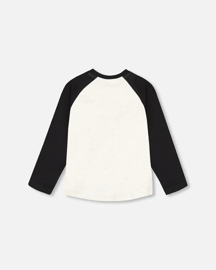 Deux Par Deux Raglan Jersey T-Shirt - Anthracite Dino