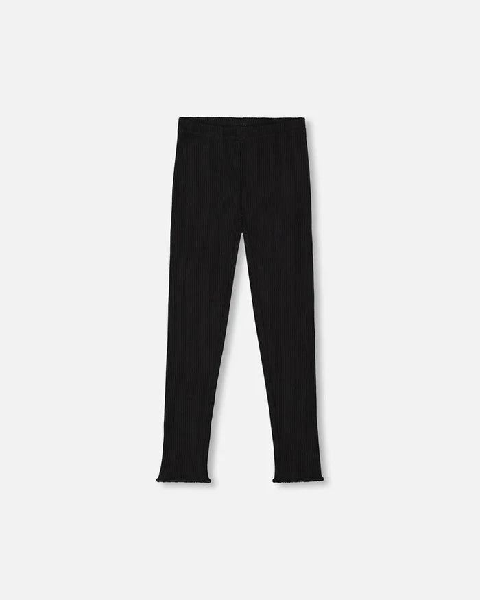 Deux Par Deux Ribbed Leggings - Black