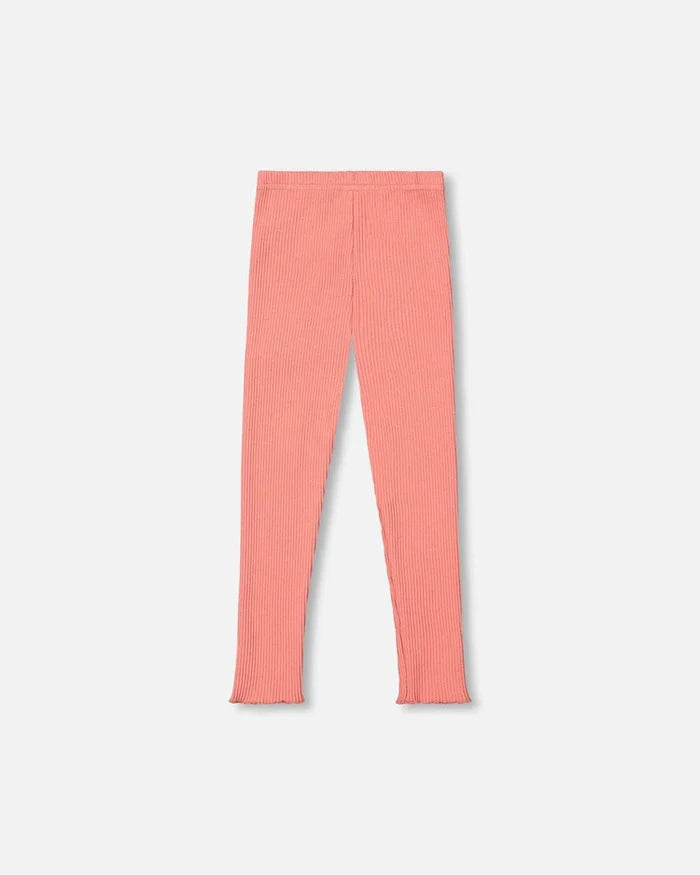 Deux Par Deux Ribbed Leggings - Terra Cotta