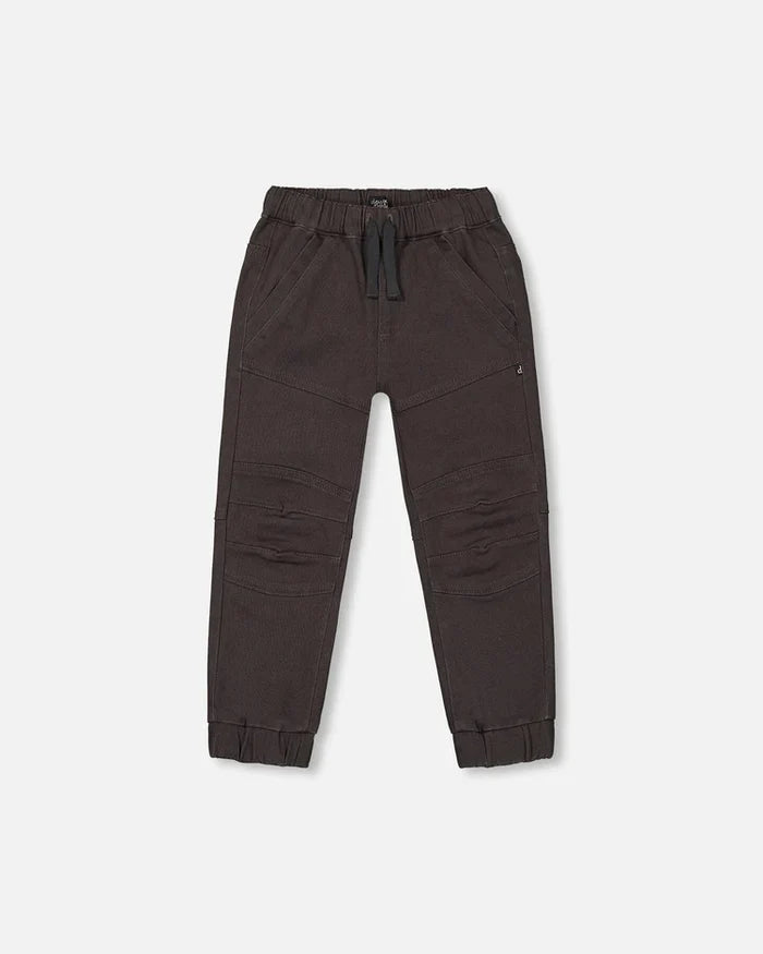 Deux Par Deux Stretch Twill Jogger Pants - Ebony Grey