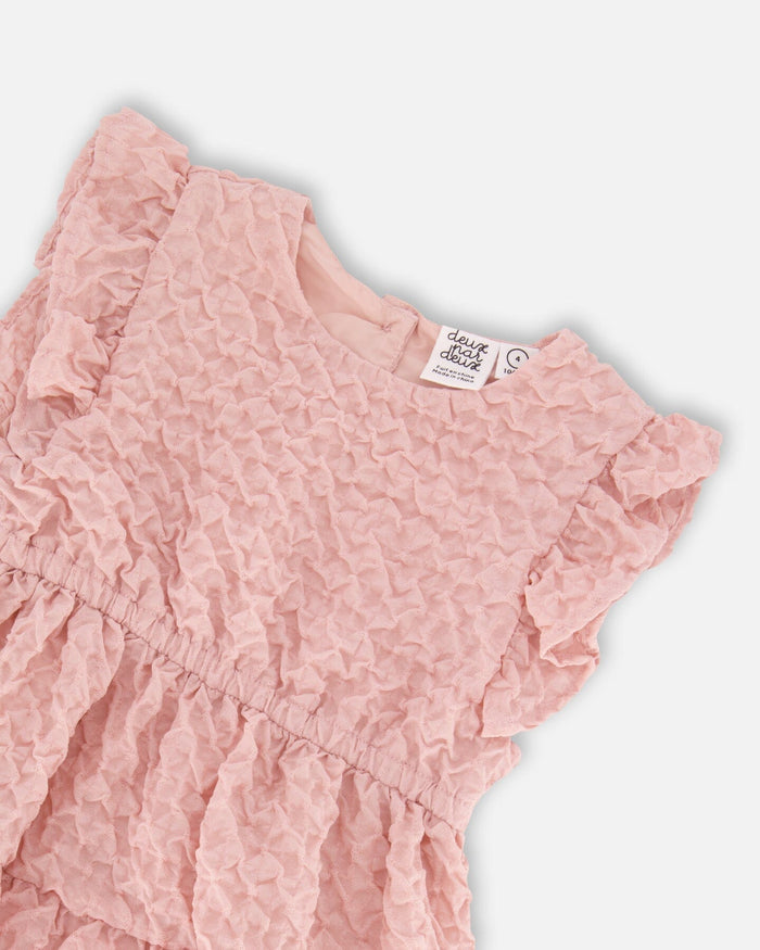 Deux Par Deux Textured Poplin Dress - Silver Pink